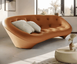 MANBAS Luxury Italian shell Sofa – Unique Modern Design Upholstered Fabric Couch for Living Room or Lounge Ergonomic Seating