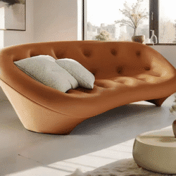 MANBAS Luxury Italian shell Sofa – Unique Modern Design Upholstered Fabric Couch for Living Room or Lounge Ergonomic Seating