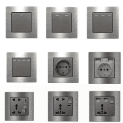 Metal grey Eu wall light switch,Stainless steel universal usb rechargeable electrical socket