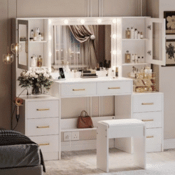 Nordic Minimalist Vanity Desk with Mirror