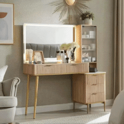 48" Big Modern Vanity Desk with Mirror and Lights