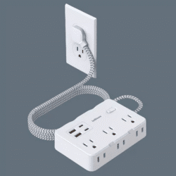 Universal Power Strip US Plug with 6 AC Outlets 4 USB Type-C/A