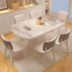 Extendable Long White Dining Table