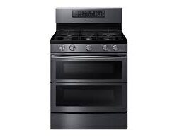 Samsung 5.8 cu ft. Smart Freestanding Gas Range with Flex Duo™ & Dual Door in Black Stainless Steel