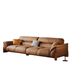 Italian cat scratching leather sofa