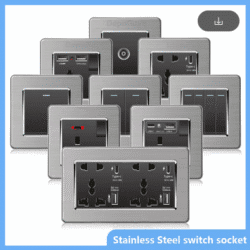 luxury Brushed Stainless Steel Wall Light Switch