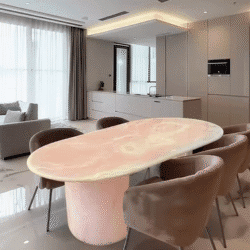 Natural marble pink dining table