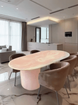 Natural marble pink dining table