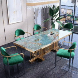 Modern Luxury Golden Stainless Steel Dining Table