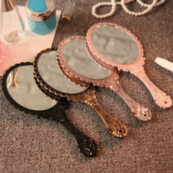 Vintage Embossed Flower Hand Held Mirror