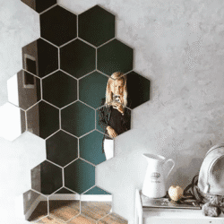6/12pcs 3D Hexagon Mirror Wall