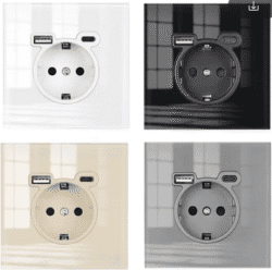 SRAN USB plug Fully covered Mirror Glass panel 16A