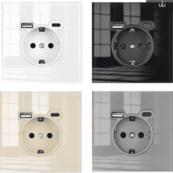 SRAN USB plug Fully covered Mirror Glass panel 16A