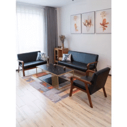 Retro solid wood fabric removable and washable narrow sofa
