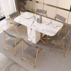 White And Gold Designer Dining Table