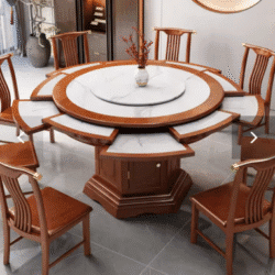 Rotary telescopic table variable large round table new Chinese table