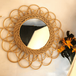 Natural Rattan Innovative Art Decorative Makeup Mirror