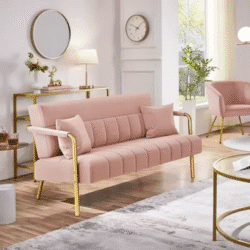 56.5" W Modern Loveseat 2 Seater Sofa Luxurious Velvet Fabric Couch