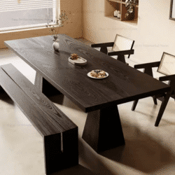 Black Solid Wood Rectangular Dining Table