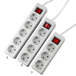 EU Standard German Type Power Strip 3/4/5 Sockets