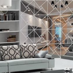 4Pcs 3D Square Mirror Stickers Self-Adhesive Wall