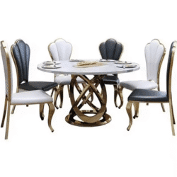 Marble Round Kitchen & Dining Table Set