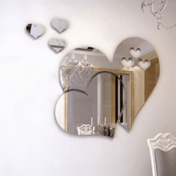 3D Mirror Love Hearts Wall Sticker