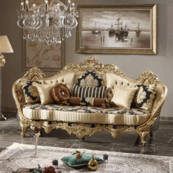 European sofa combination luxury solid wood cloth art hand-carved art complete French palace living room villa furniture
