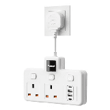 UK Multi Plug Power Strip Extension with Individual Switch