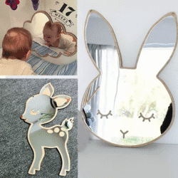 Wood Acrylic Mirror Cartoon W all Camera Props Wall Decoration Home Mirror