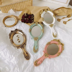 Retro Hand Hold Cosmetic Mirror with Handle