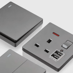 Grey UK USB Plug type c 18W Fast Charging Wall Socket