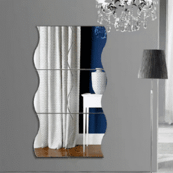 6pcs 3D Wave Square Adhesive Decals Wave Shape Mirror Wall