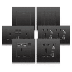 Black UK 13A Wall Socket