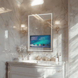 Smart Bathroom Vanity Mirror With Touch Screen TV, LED Lights, Anti-Fog, Wi-Fi & Bluetooth
