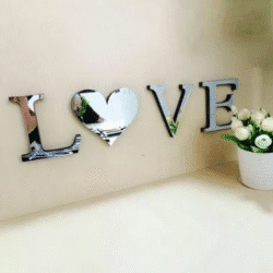 Letters Love Furniture Mirror Tiles Home Wall Sticker