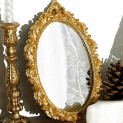 French Classical Gold Foil Carved Mirror