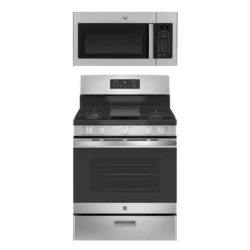 Samsung Freestanding Gas Range + Over-the-Range Microwave in Stainless Steel