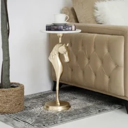 Horse End Table – Marble Top
