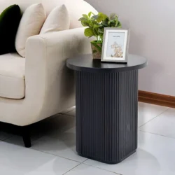 Tambour End Table-Black