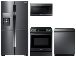 Samsung  4-Door Flex™ Refrigerator + Slide-in Electric Range with Smart Dial & Air Fry + Dishwasher + Microwave in Stainless Steel