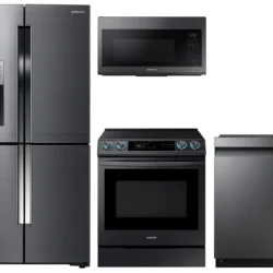 Samsung  4-Door Flex™ Refrigerator + Slide-in Electric Range with Smart Dial & Air Fry + Dishwasher + Microwave in Stainless Steel
