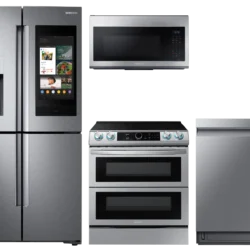 samsung  Family Hub™ 4-Door Flex™ Refrigerator + Flex Duo™ Slide-in Electric Range with Smart Dial & Air Fry + Linear Wash Dishwasher + Microwave in Stainless Steel