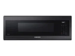 samsung 1.1 cu. ft. Smart SLIM Over-the-Range Microwave with 400 CFM Hood Ventilation Wi-Fi & Voice Control in Black Stainless Steel