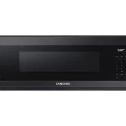 samsung 1.1 cu. ft. Smart SLIM Over-the-Range Microwave with 400 CFM Hood Ventilation Wi-Fi & Voice Control in Black Stainless Steel