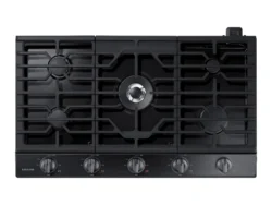 samsung 30" Smart Gas Cooktop with Illuminated Knobs in Black Stainless Steel