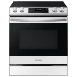 Samsung Bespoke 6.3 cu. ft. Smart Front Control Slide-In Electric Range with Air Fry & Wi-Fi in White Glass