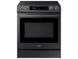 samsung 6.3 cu ft. Smart Slide-in Electric Range with Smart Dial & Air Fry in Black Stainless Steel