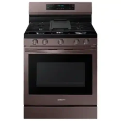 samsung 6.0 cu. ft. Smart Freestanding Gas Range with No-Preheat Air Fry Convection+ & Stainless Cooktop in Tuscan samsung Stainless Steel