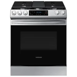 SAMSUNG 6.3 cu. ft. Smart Rapid Heat Induction Slide-in Range with Air Fry & Convection+ in Black Stainless SteeL
